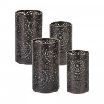 Candle Holder (Set Of 4) 8"H, 10"H Metal, Black, Gold