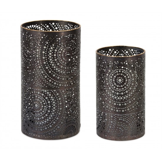 Candle Holder (Set Of 4) 8"H, 10"H Metal, Black, Gold