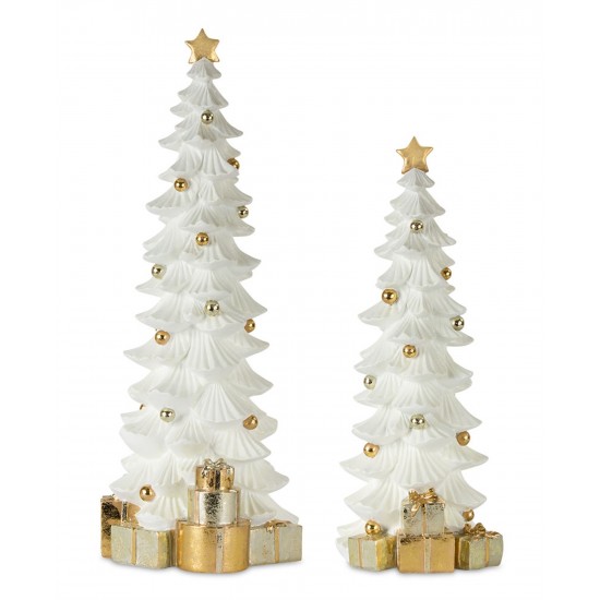 Tree W/Packages (Set Of 2) 17"H, 21"H Resin