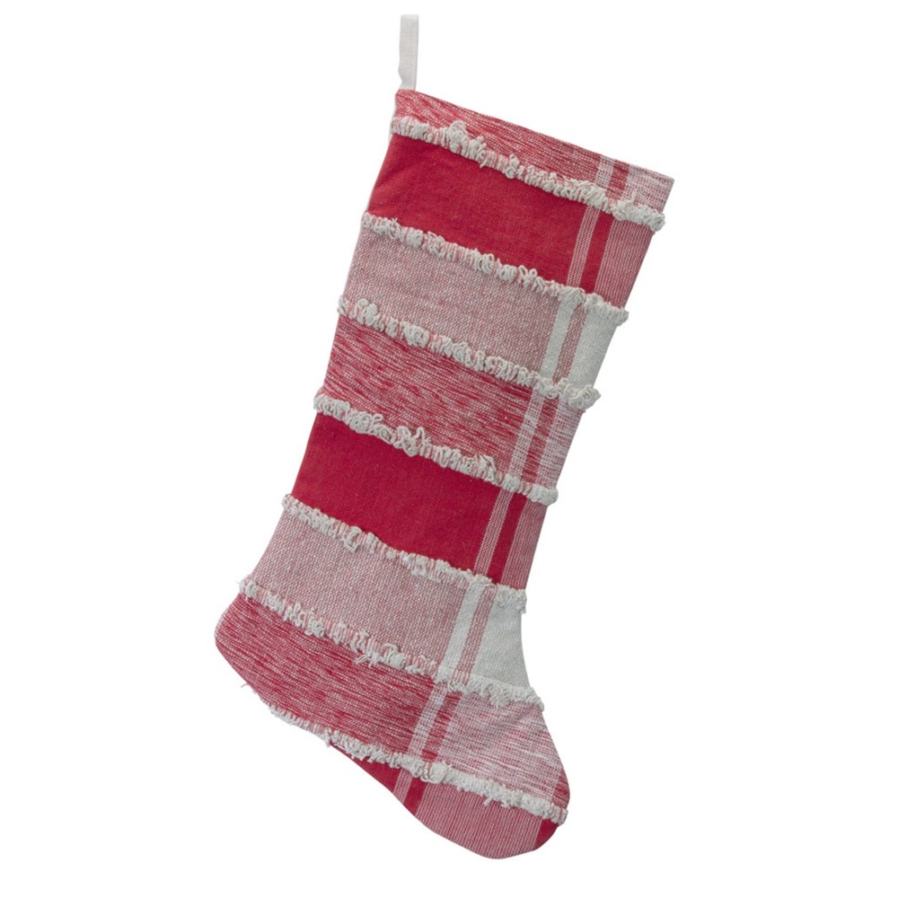 Plaid Stocking 20"H (Set Of 2) Cotton