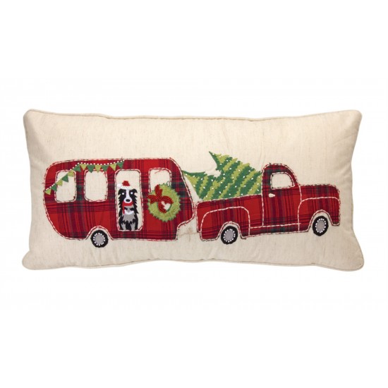 Truck And Camper Pillow 22"L x 9"H Cotton