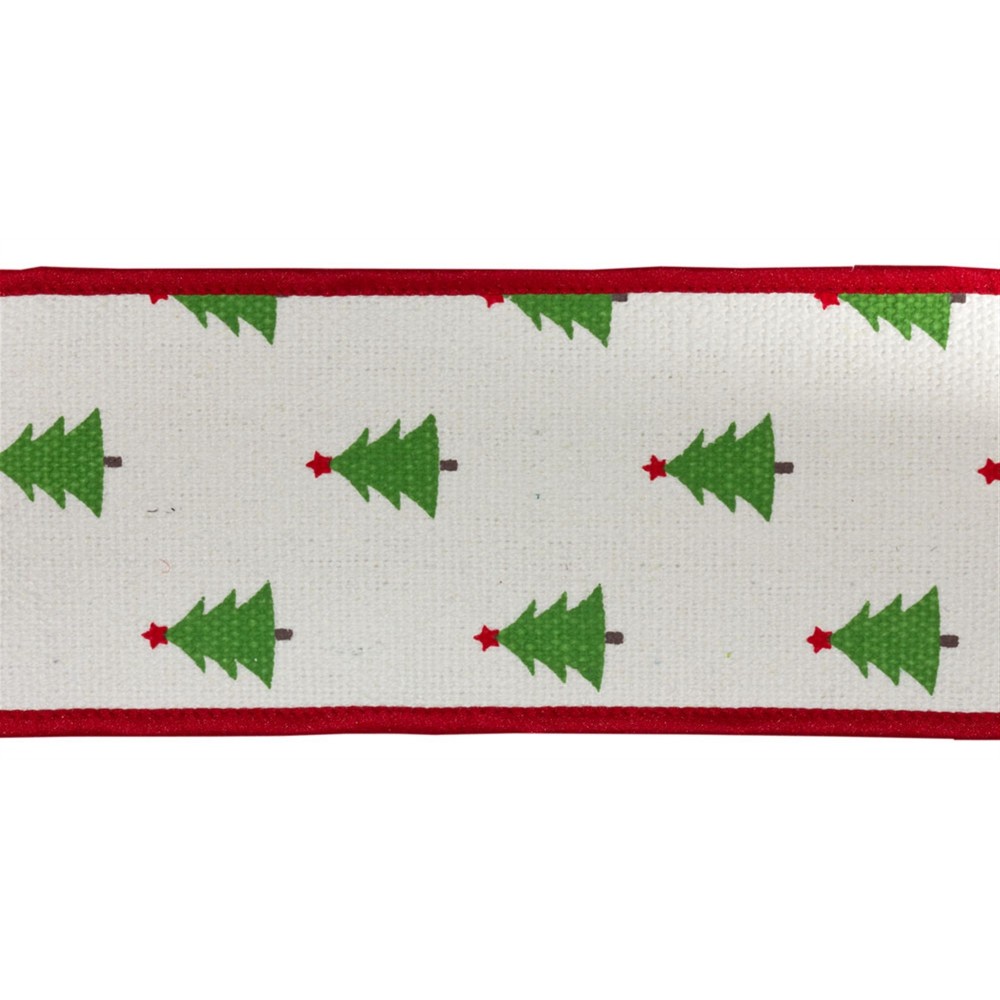 Ribbon 4" x 5 Yds. (Set Of 2) Wired Polyester, White, Green, Red