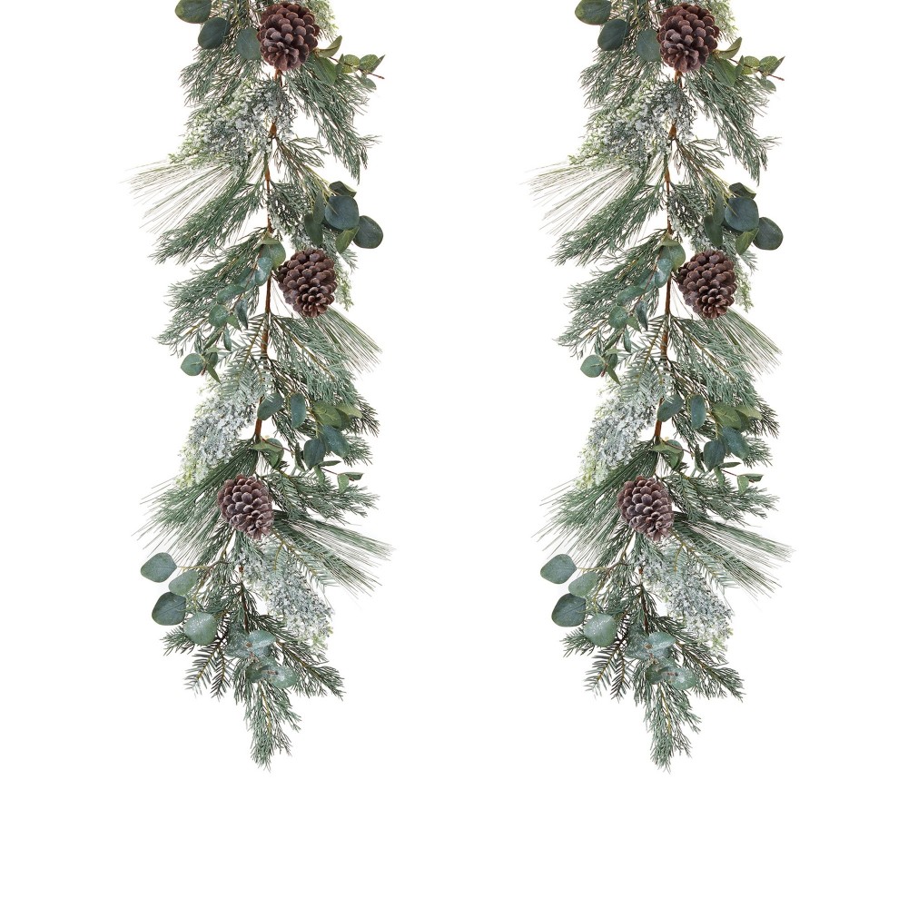 Pine And Eucalyptus Garland 6'L (Set Of 2) Plastic/Polyester