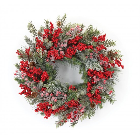 Pine And Berry Wreath 23"D Plastic/Foam