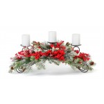 Pine And Berry Centerpiece 31"L x 12"H Plastic/Foam (Fits 3" Candles)