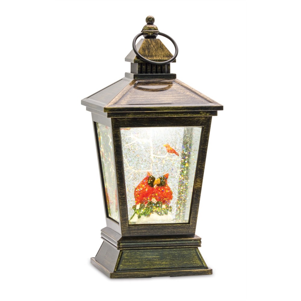 Cardinal Snow Globe Lantern 10.5"H Acrylic 6 Hr Timer