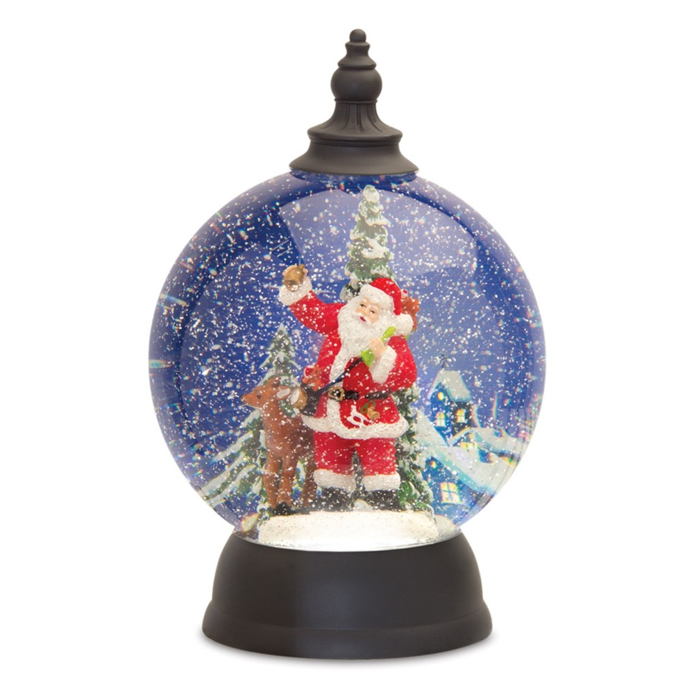 Santa In Sleigh Snow Globe 9.25"H Acrylic 6 Hr Timer