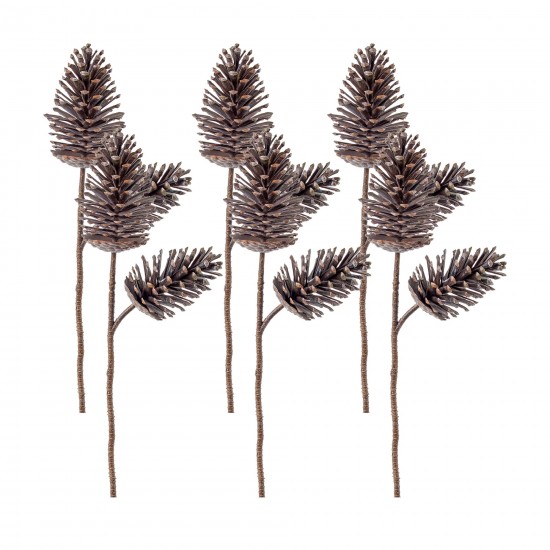 Pine Cone Spray 28"H (Set Of 6) Plastic, Brown