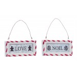 Love And Noel Ornament (Set Of 12) 4.5"H Ceramic