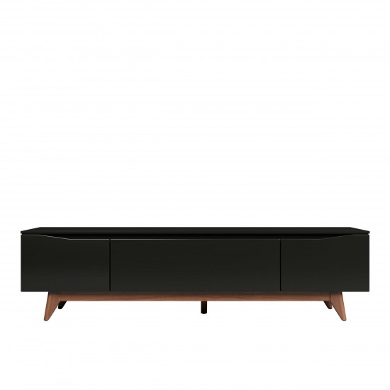 Salle 86.41" TV Stand with Solid Wood Legs in Black Pro Touch