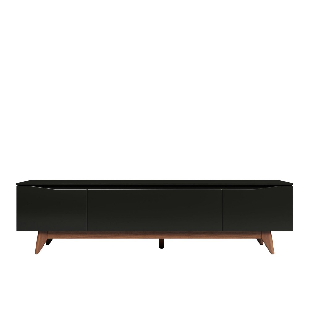 Salle 86.41" TV Stand with Solid Wood Legs in Black Pro Touch