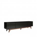 Salle 86.41" TV Stand with Solid Wood Legs in Black Pro Touch