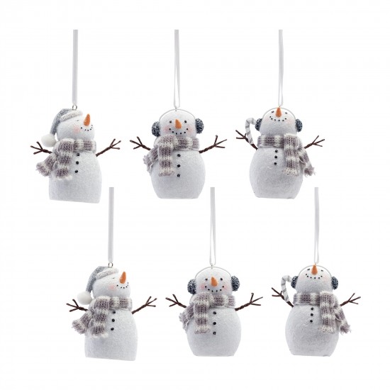 Snowman Ornament (Set Of 6) 6.5"H Resin