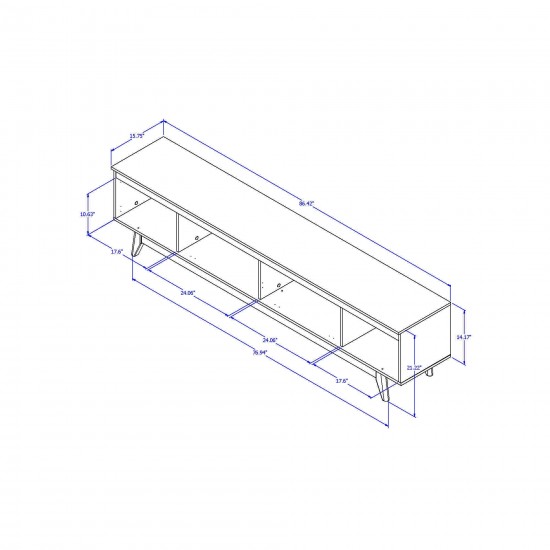 Salle 86.41" TV Stand with Solid Wood Legs in White Gloss