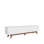 Salle 86.41" TV Stand with Solid Wood Legs in White Gloss