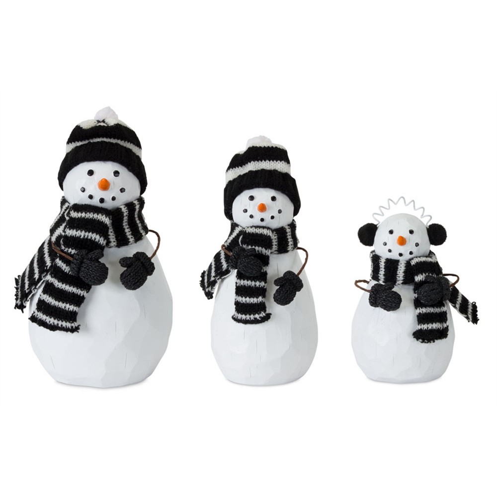 Snowman Family (Set Of 3) 5"H, 7"H, 7.5"H Resin