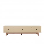 Salle 86.41" TV Stand with Solid Wood Legs in White Gloss