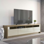 Munoz 72.83" TV Stand with 3 Compartments and Media Shelves in Off White Gloss