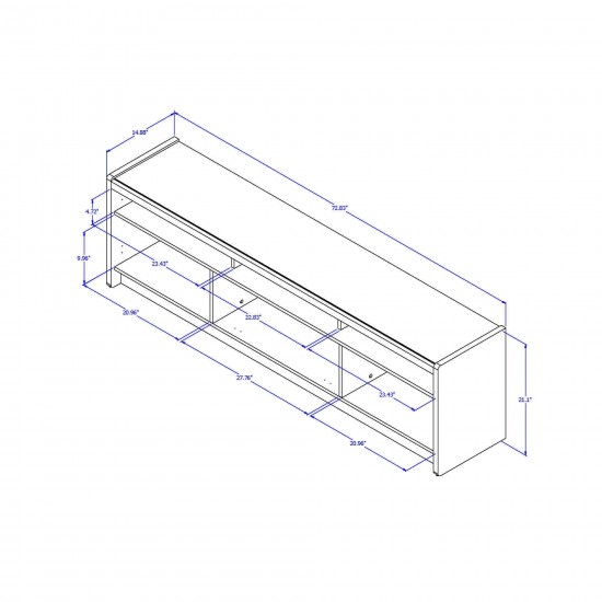 Munoz 72.83" TV Stand with 3 Compartments and Media Shelves in Off White Gloss