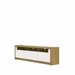 Munoz 72.83" TV Stand with 3 Compartments and Media Shelves in Off White Gloss