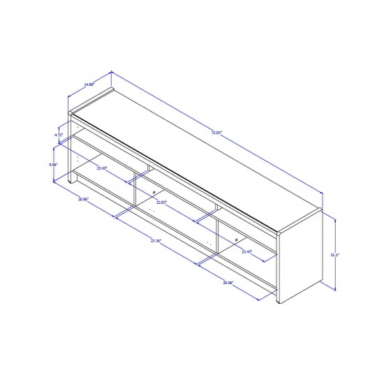 Munoz 72.83" TV Stand with 3 Compartments and Media Shelves in Grey Gloss