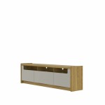 Munoz 72.83" TV Stand with 3 Compartments and Media Shelves in Grey Gloss