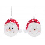 Snowman W/Hat Ornament (Set Of 6) 5"H Glass