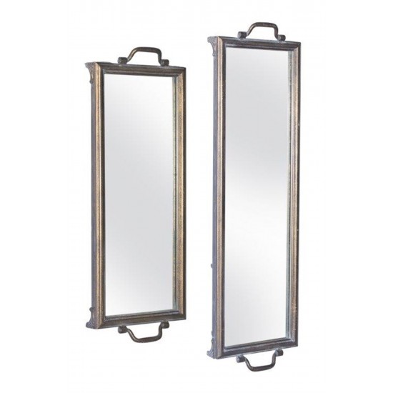 Mirror Tray (Set Of 2) 22.25"L x 8"W, 28.25"L x 8.25"W Iron/Glass
