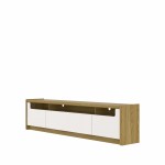 Munoz 87.12" TV Stand with 3 Compartments and Media Shelves in Off White Gloss