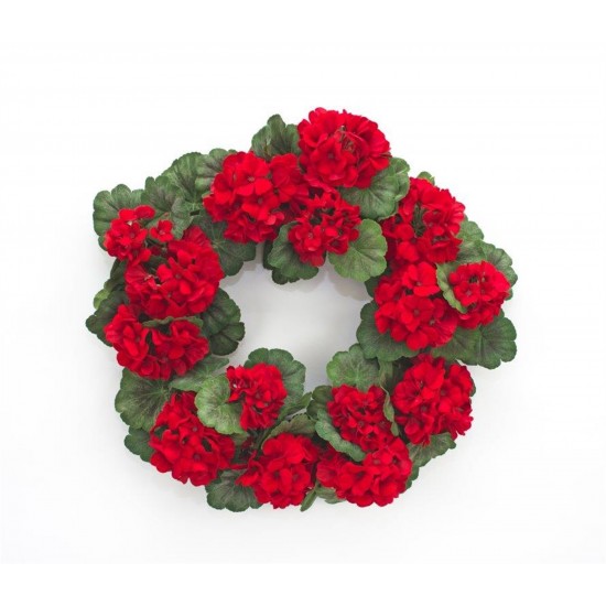 Geranium Wreath 22"D Polyester