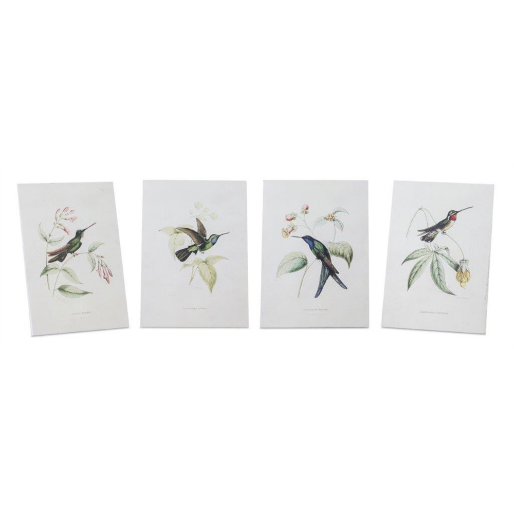 Hummingbird Print (Set Of 4) 5.5"L x 8"H Wood/Mdf/Paper