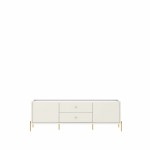 Jasper 72.91" TV Stand with Steel Gold Legs in Off White Matte