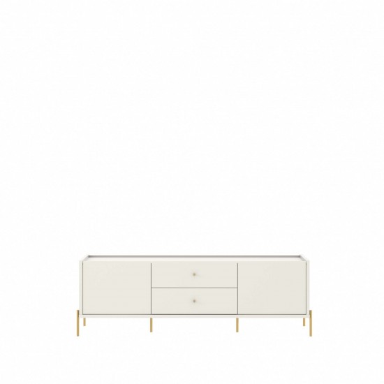 Jasper 72.91" TV Stand with Steel Gold Legs in Off White Matte