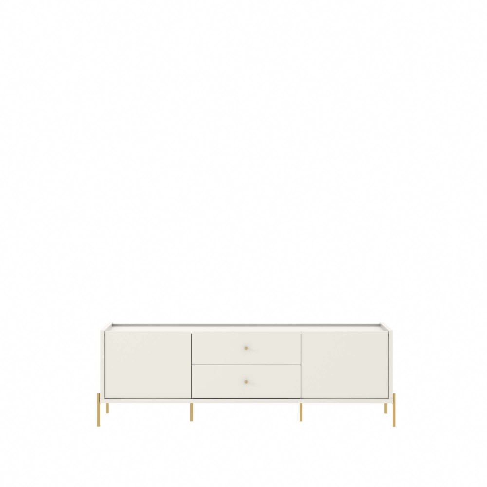 Jasper 72.91" TV Stand with Steel Gold Legs in Off White Matte