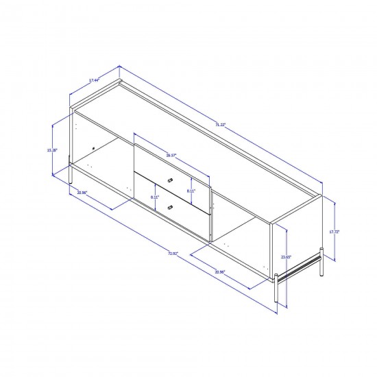 Jasper 72.91" TV Stand with Steel Gold Legs in Off White Matte