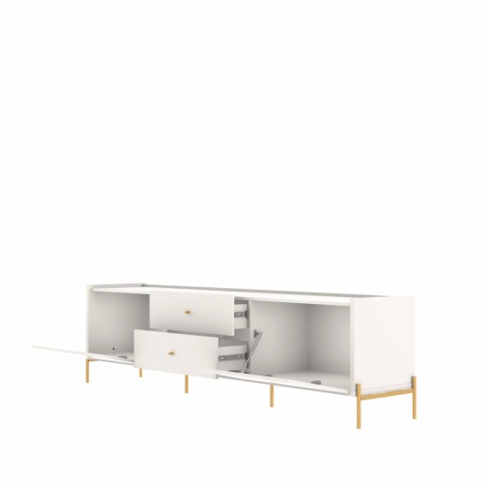 Jasper 72.91" TV Stand with Steel Gold Legs in Off White Matte