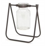 Jar With Stand (Set Of 2) 6"L x 6.75"H Iron/Glass
