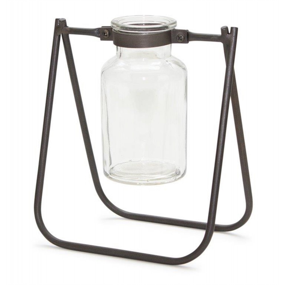 Jar With Stand (Set Of 2) 6"L x 6.75"H Iron/Glass