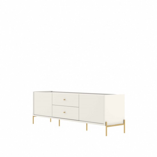 Jasper 72.91" TV Stand with Steel Gold Legs in Off White Matte