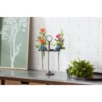 Vases In Stand 9.5"D x 15.5"H Iron/Glass