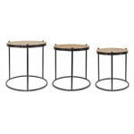 Accent Table (Set Of 3) 14.5"D, 16.25"D, 18.5"D Wood/Metal