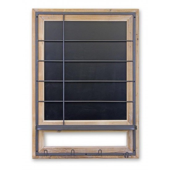 Blackboard With Hooks 24.25"L x 34.25"H Wood/Metal