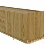 Jasper 72.91" TV Stand with Steel Gold Legs in Oak Pro Touch