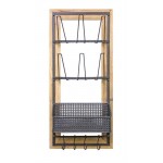 Wall Glass Holder With Basket 15.75"L x 35.5"H Wood/Metal