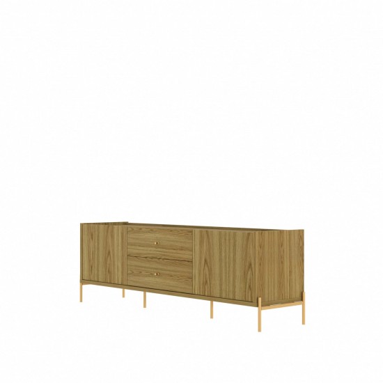 Jasper 72.91" TV Stand with Steel Gold Legs in Oak Pro Touch