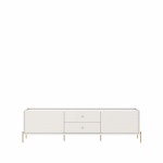 Jasper 86.69" TV Stand with Steel Gold Legs in Off White Matte