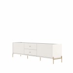 Jasper 86.69" TV Stand with Steel Gold Legs in Off White Matte