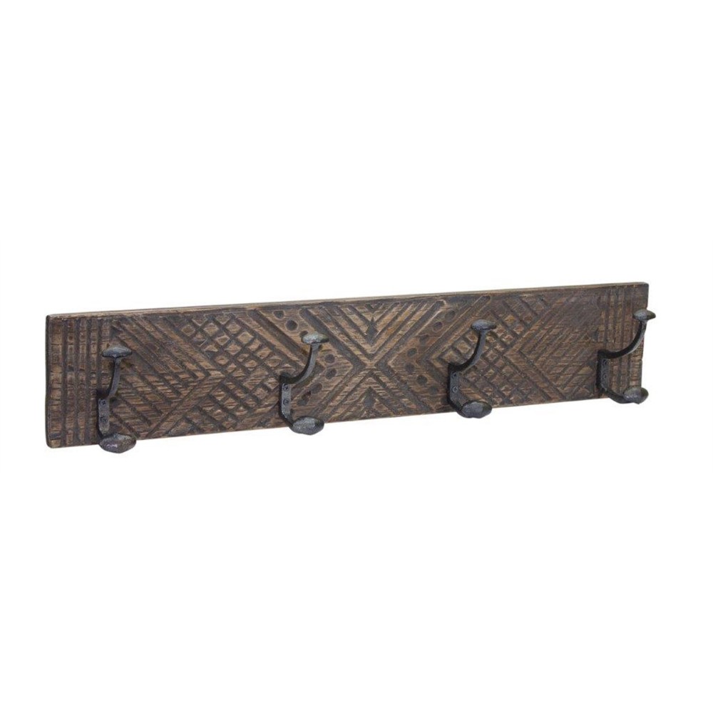 Wall Hooks 27"L x 4"W x 5"H Wood/Iron