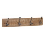 Wall Hooks 27"L x 3.75"W x 5"H Wood/Iron