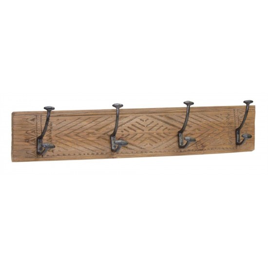 Wall Hooks 27"L x 3.75"W x 5"H Wood/Iron